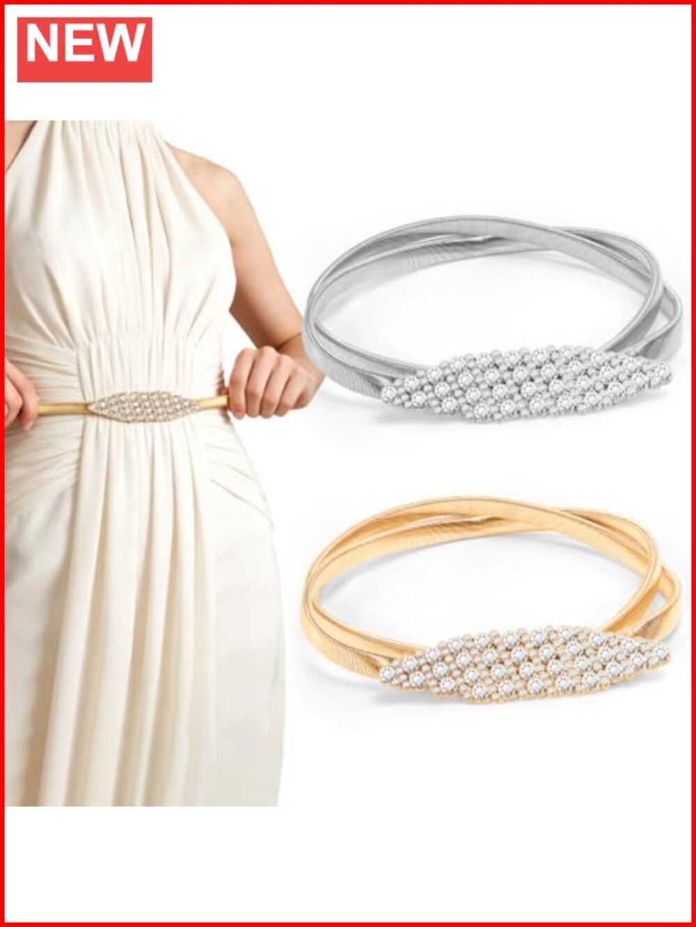 2 Pc Skinny Elastic Bowknot Belts for Women Dresses